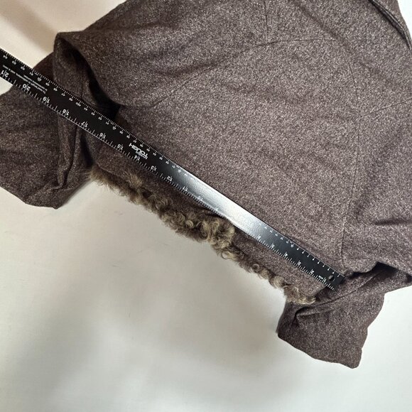 Max Azria BCBG ladies Lamb Fur Shrug XS Brown Coat Capsule Virgin Wool vtg tweed - Picture 11 of 13